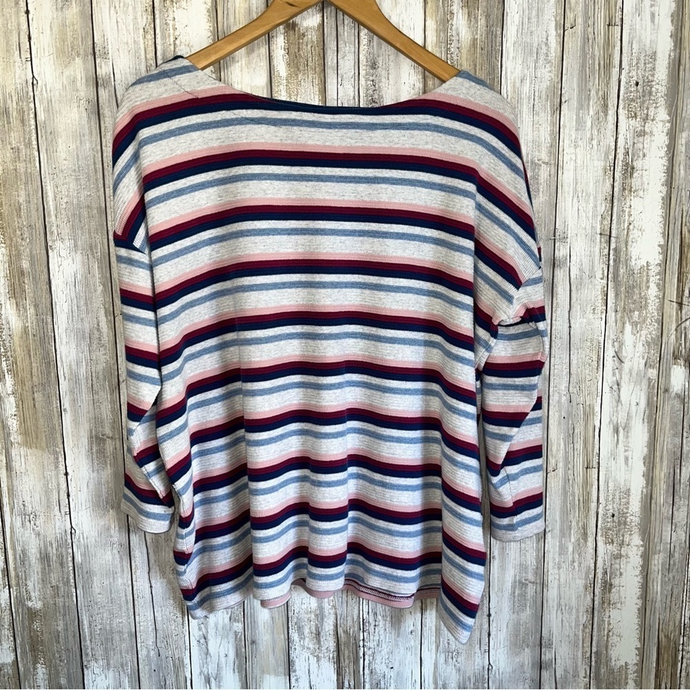 J. Jill Boat Neck Blue, Pink, & Red Striped Sweater
